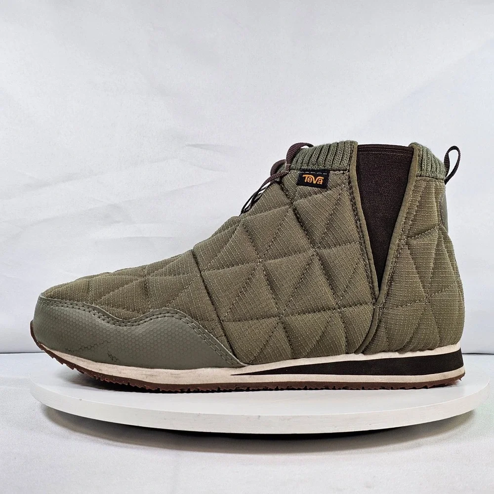 Teva ReEmber Mid Olive Green Quilted Slip On Booties 1123431 Womens 9